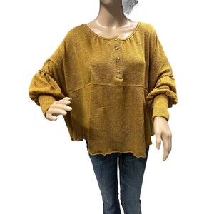 Jolie Lightweight Peasant Open Knit Bell Sleeve Oversized Blouse Womens Small